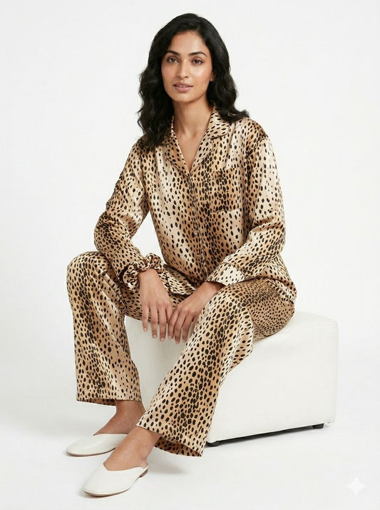 Leopard Print Satin Cordset