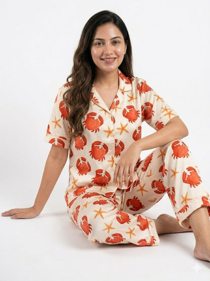 Crab Print PJ Set