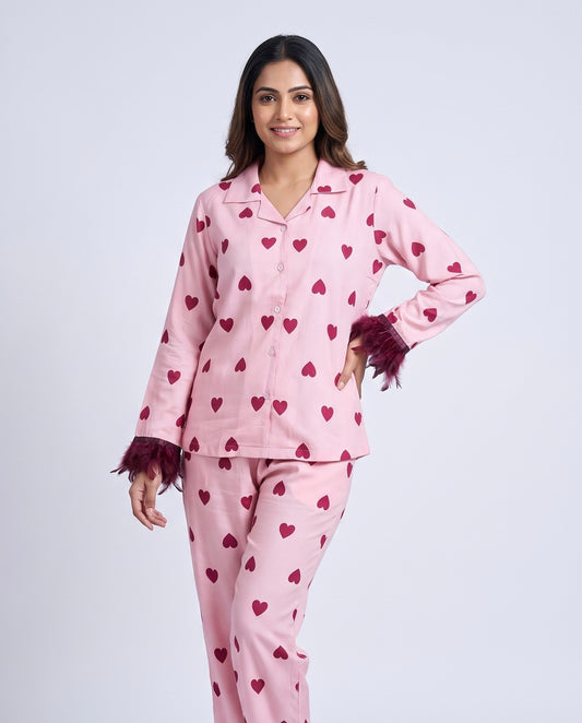 Heart Print PJ Set