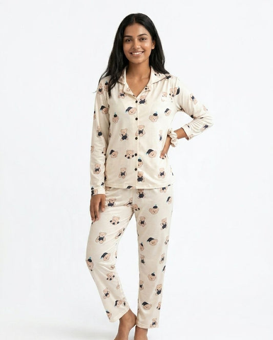 Teddy Print PJ Set