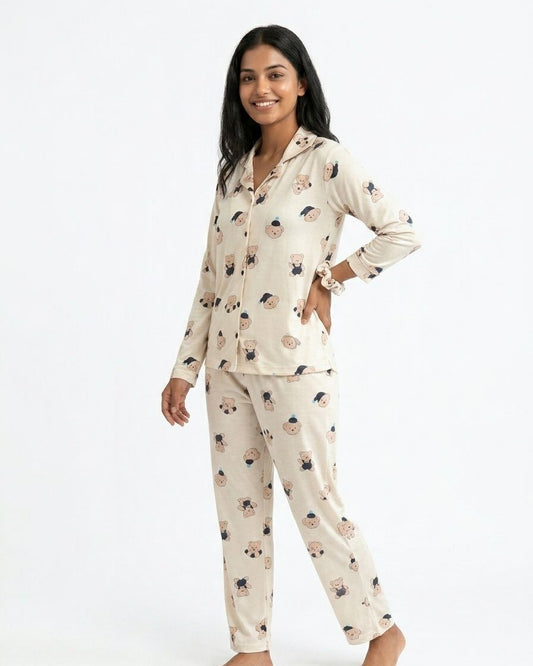 Teddy Print PJ Set