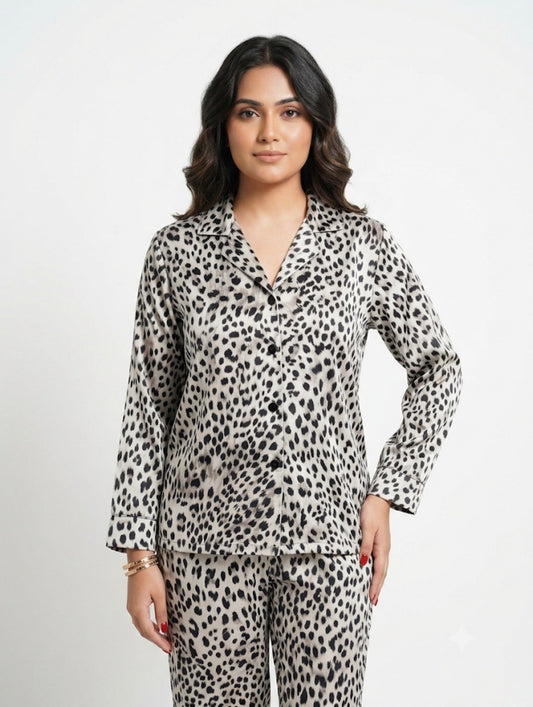 Grey Cheetah Print PJ Set