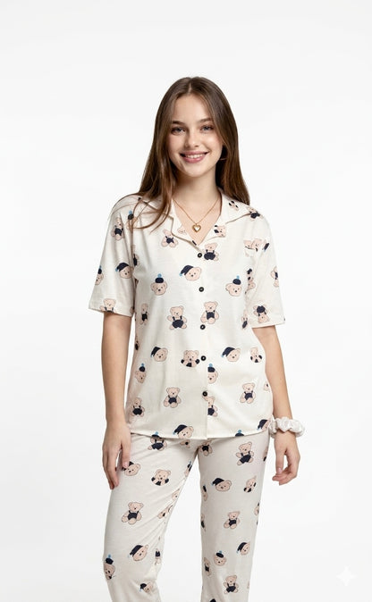 Teddy Print PJ Set