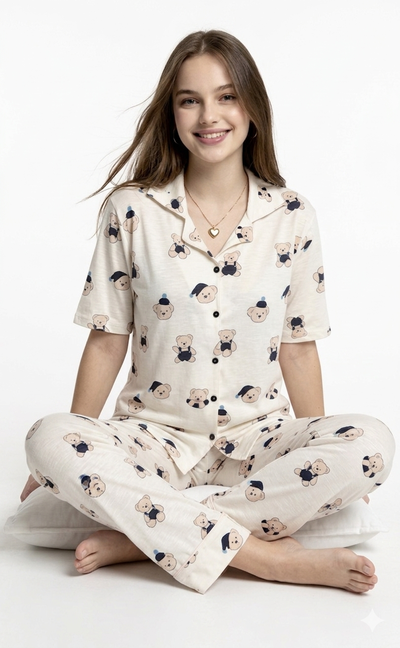 Teddy Print PJ Set