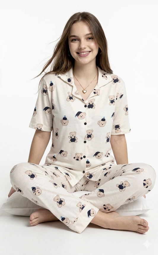 Teddy Print PJ Set