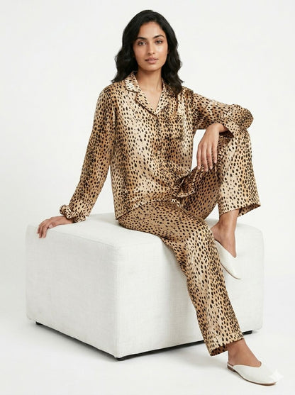 Leopard Print Satin Cordset