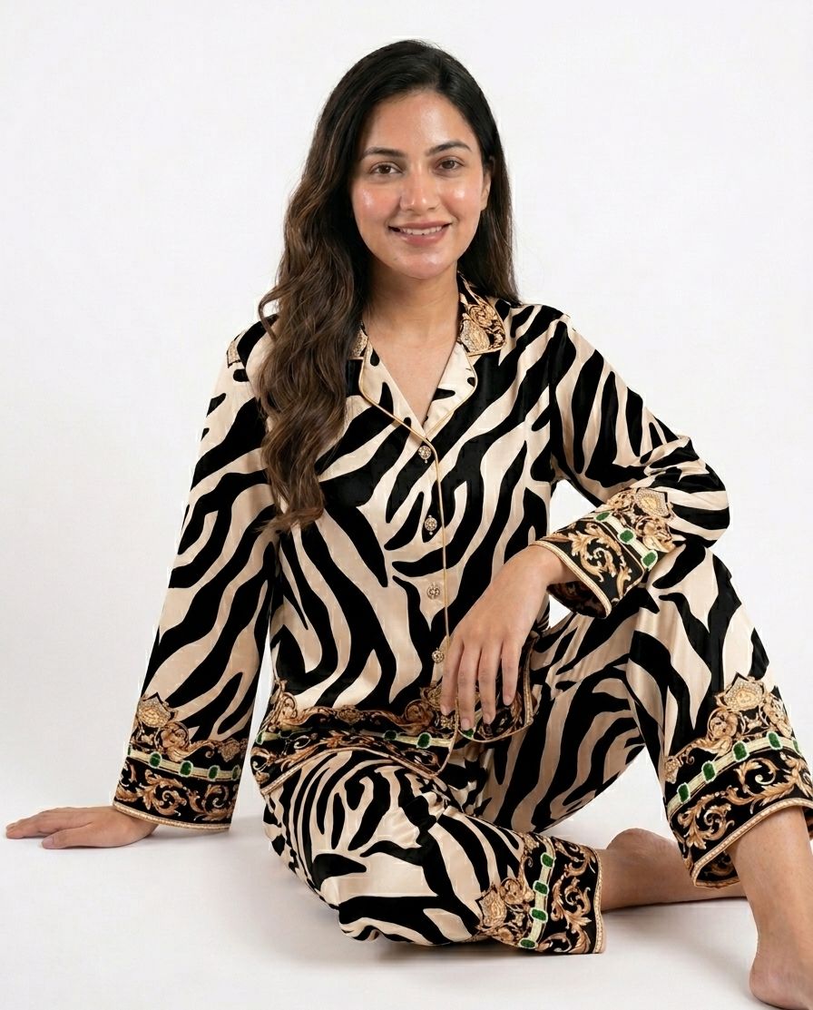 Zebra Print Satin Cordset