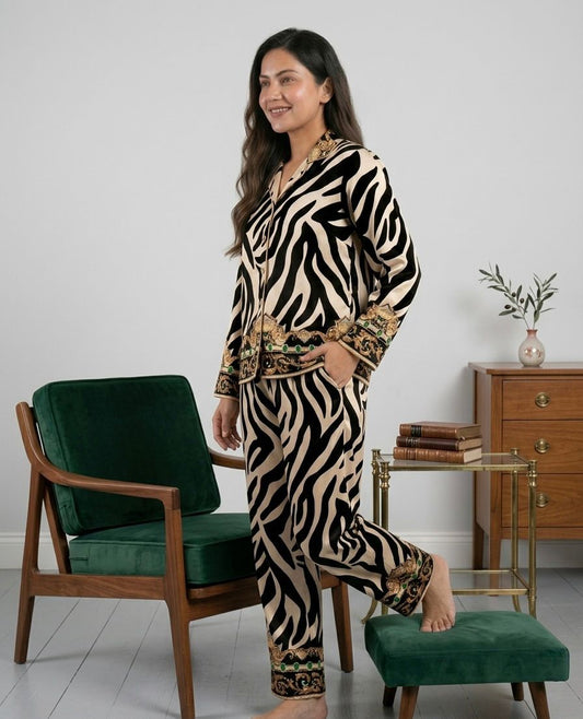 Zebra Print Satin Cordset