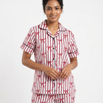 Bows Stripes Print PJ Set